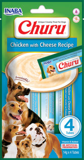 Churu Sticks by INABA Dog Treat - Chicken & Cheese Flavour (4 x 14g) / Soft & Creamy Dog Treat, Delicious & Healthy Snack, Food Topper, Pill Assist, Training Treat, Natural, Grain Free